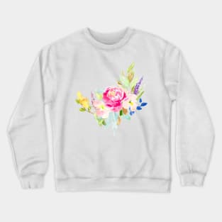 Floral Watercolor, Hot Pink Peony Crewneck Sweatshirt